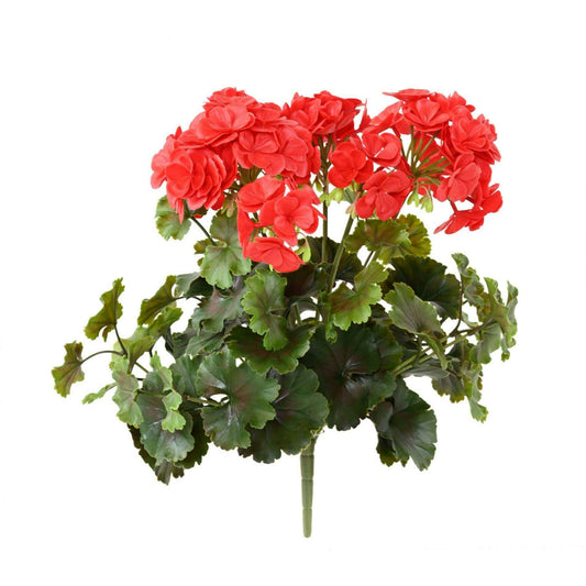Plante artificielle fleurie Géranium UV 6 têtes - intérieur extérieur - H.35cm rouge