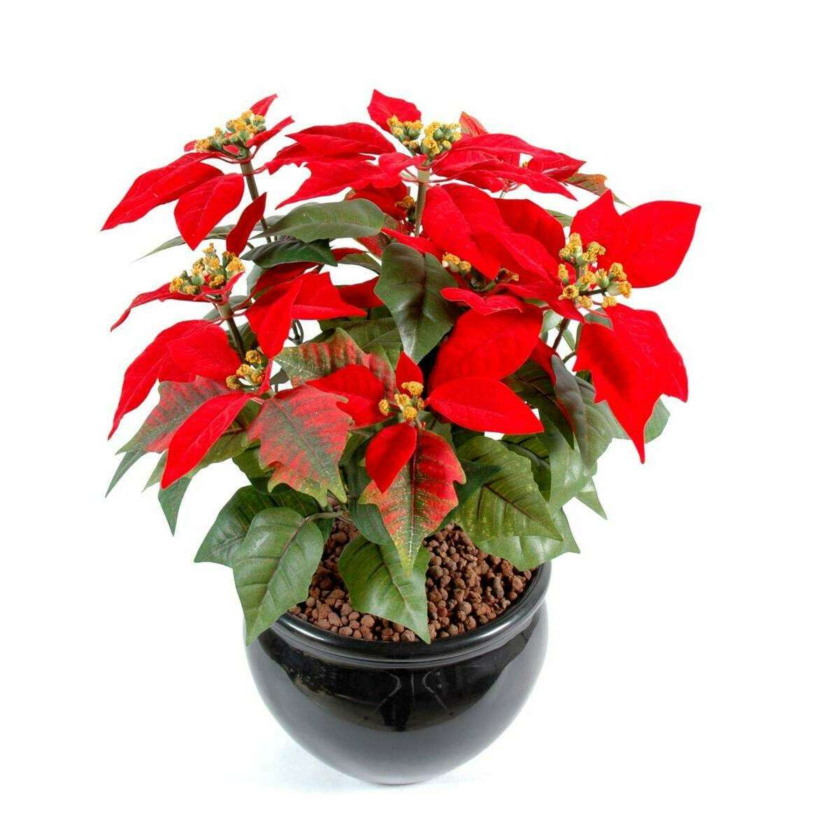 Plante artificielle fleurie Poinsettia - plante en piquet - H.40cm rouge