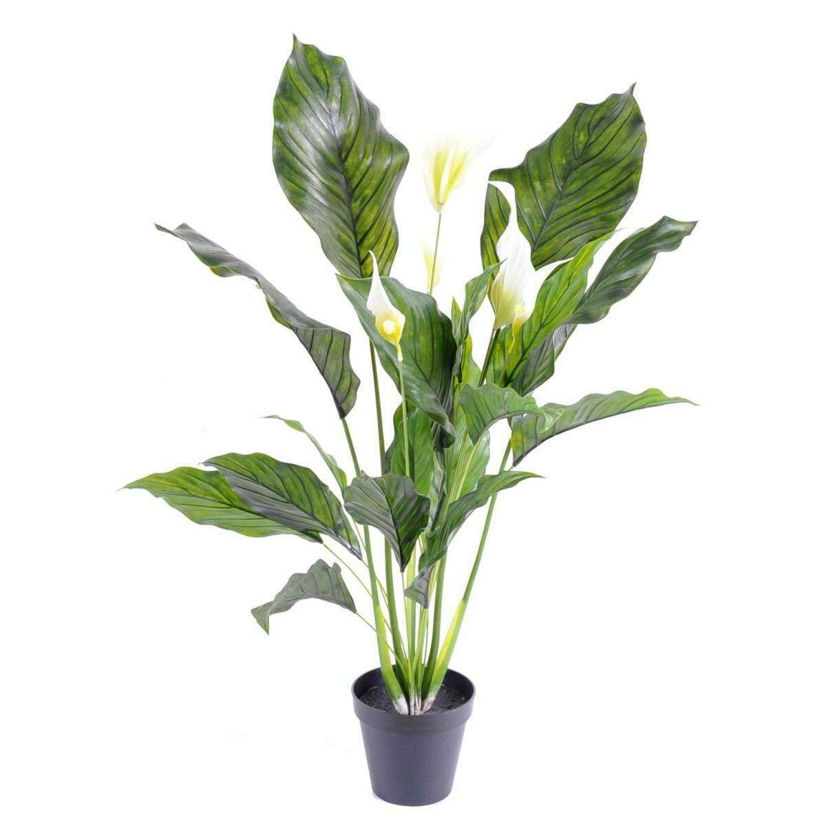 Plante artificielle fleurie Spathiphyllum 5 fleurs - intérieur extérieur - H.80cm