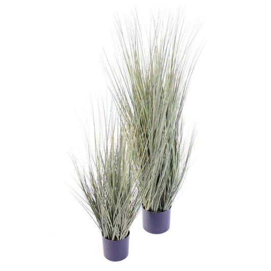 Plante artificielle Herbe luxe Onion Grass en pot - intérieur - H. 75 cm vert gris
