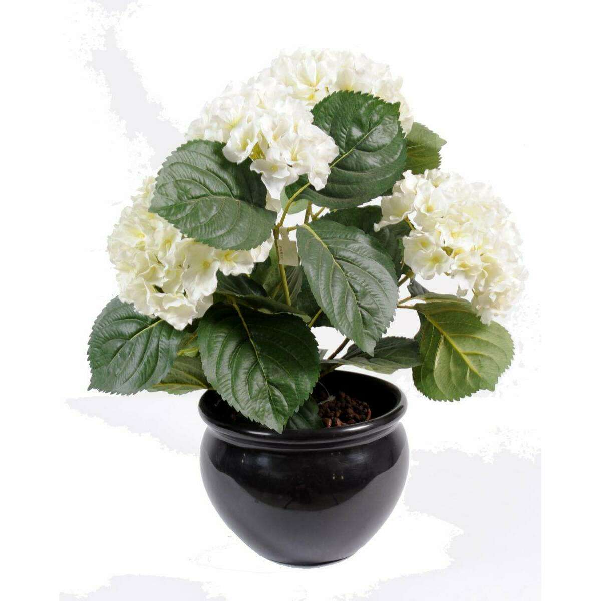 Plante artificielle Hortensia 5 têtes - plante fleurie en piquet - H.50cm crème