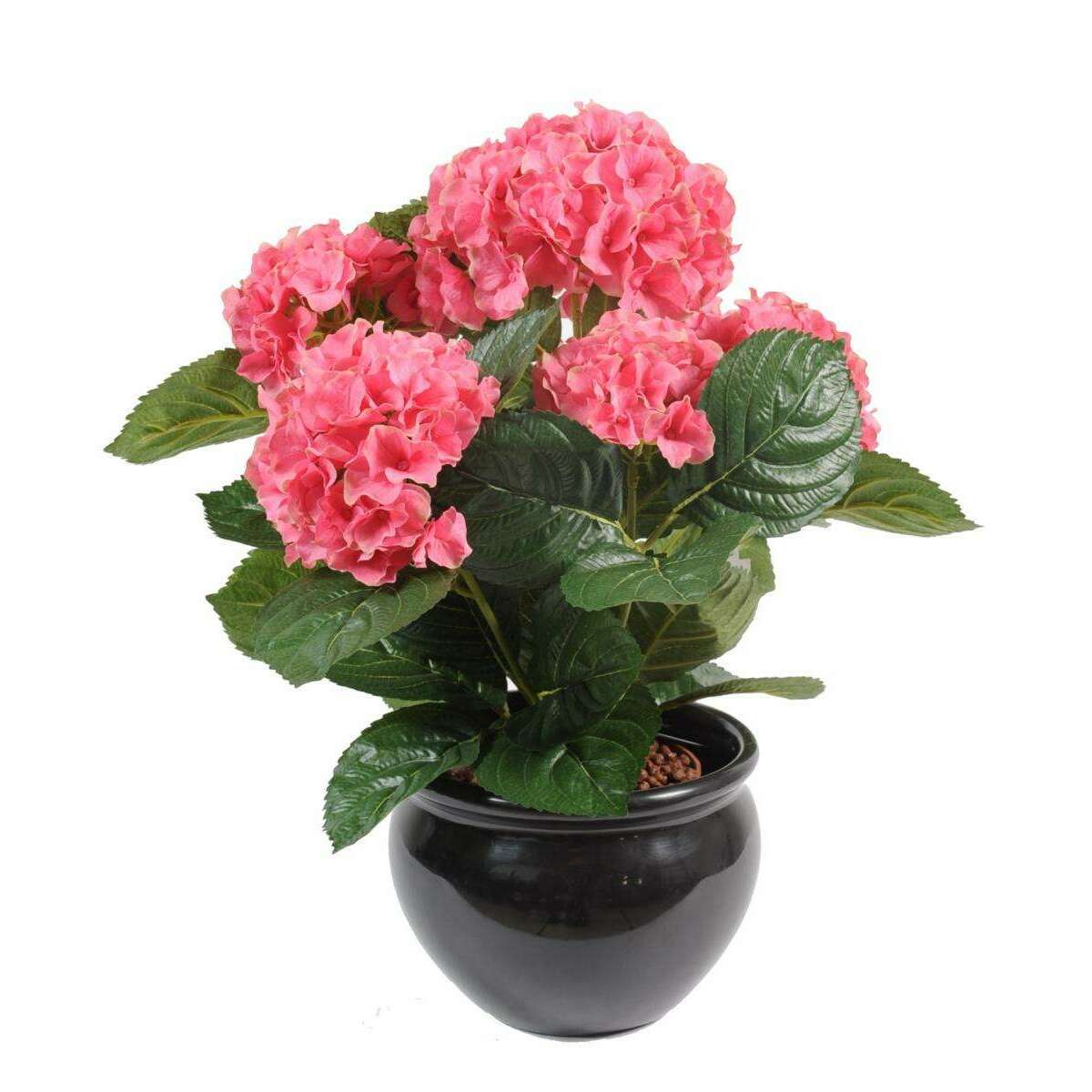 Plante artificielle Hortensia 5 têtes - plante fleurie en piquet - H.50cm rose