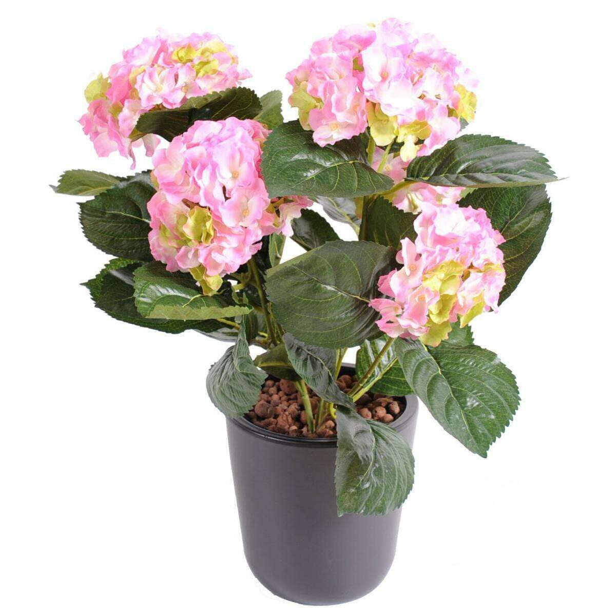 Plante artificielle Hortensia en piquet - fleurs pour intérieur - H.40cm rose I1