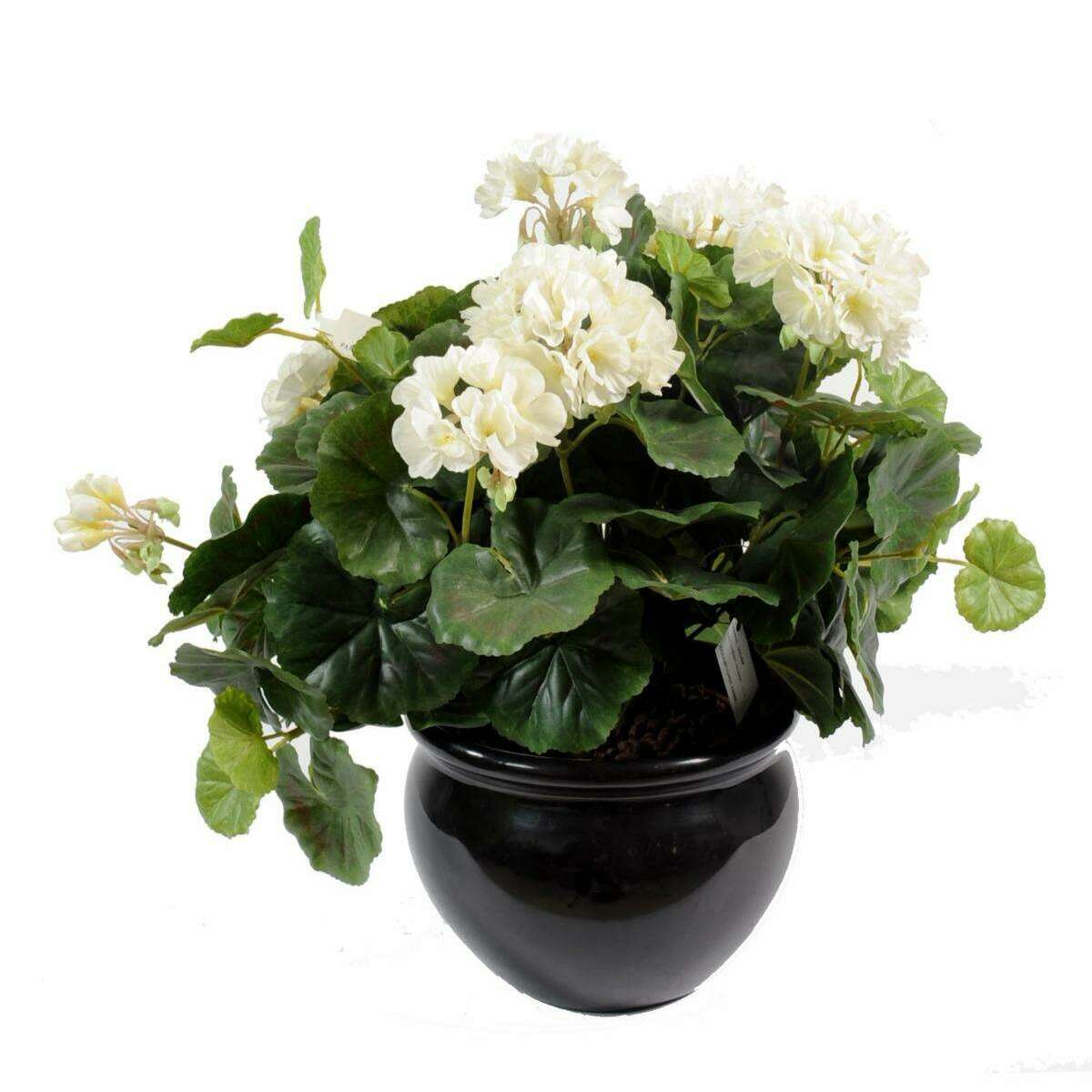 Plante fleurie artificielle - Géranium en piquet - H.35 cm blanc G4