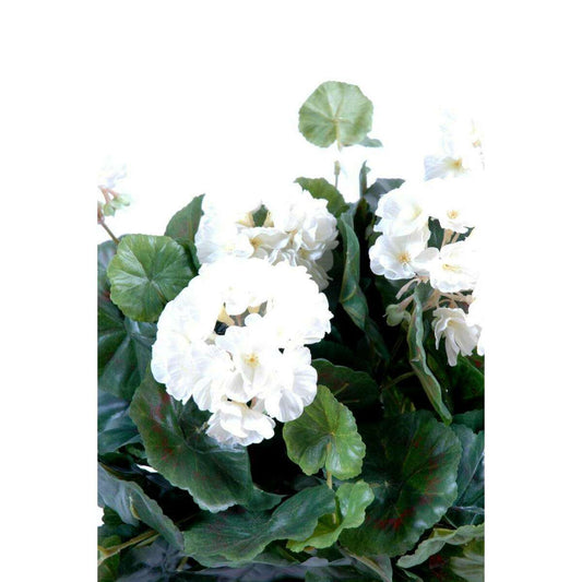 Plante fleurie artificielle - Géranium en piquet - H.35 cm blanc
