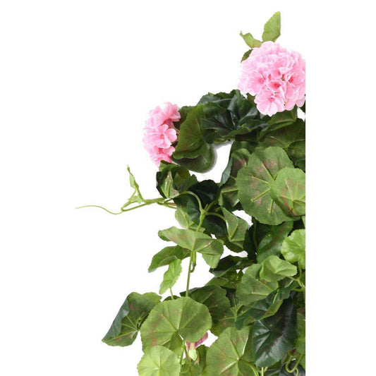 Plante fleurie artificielle Chute de Géranium - décoration d'intérieur - H.60cm rose