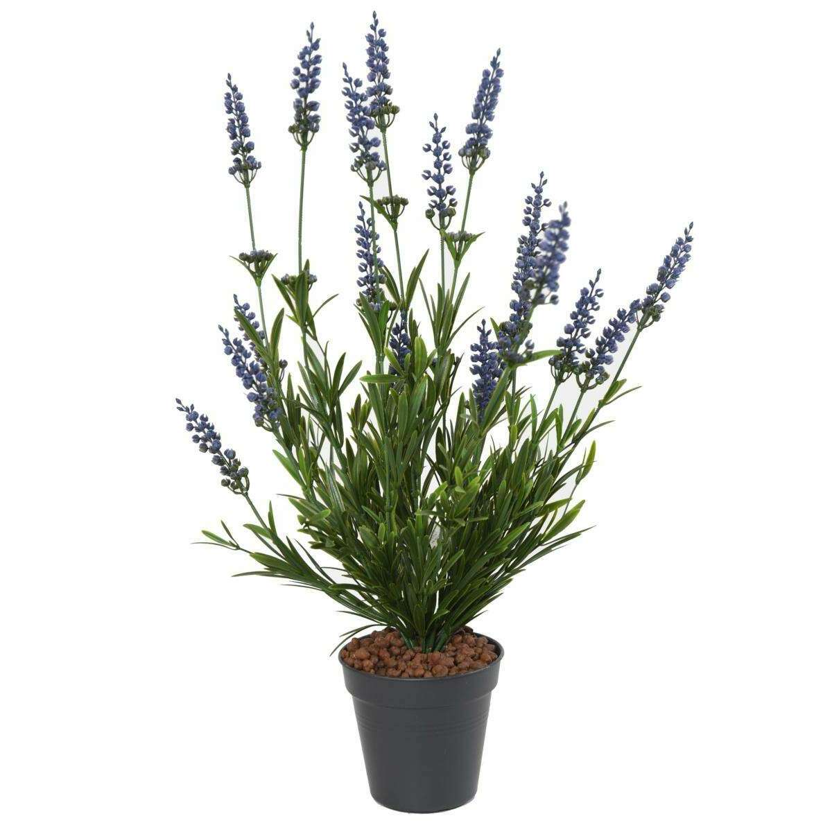 Plante fleurie artificielle Lavande en piquet - intérieur extérieur - H.52cm foncé