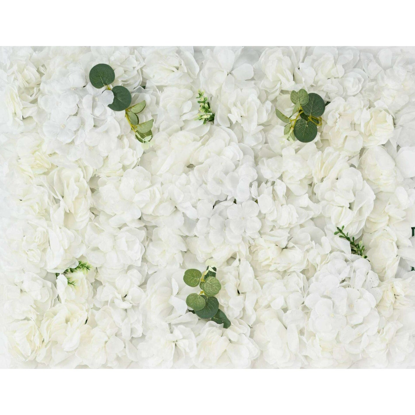 Plaque murale de fleurs artificielles hortensias - décoration d'intérieur - L.60x40cm blanc