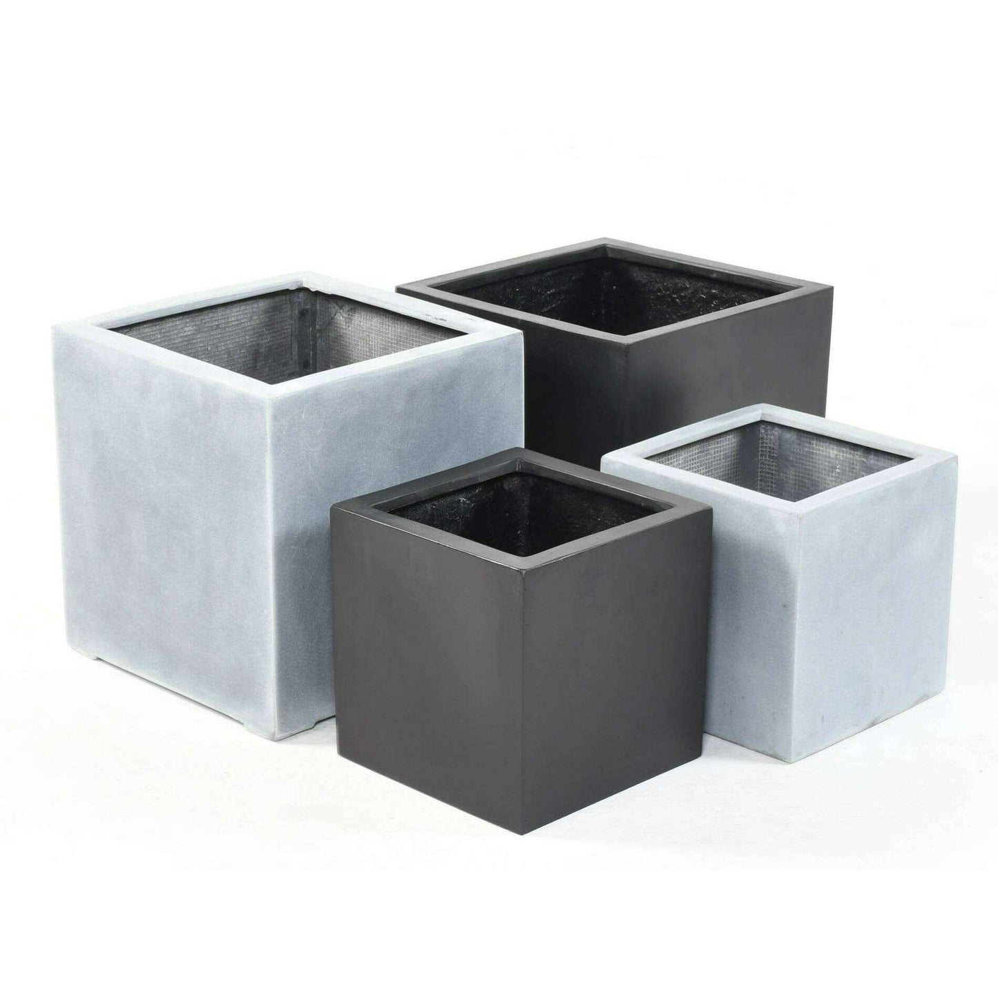 Pot pour fleur bac cube intérieur/extérieur H.30cm gris Fiberstone