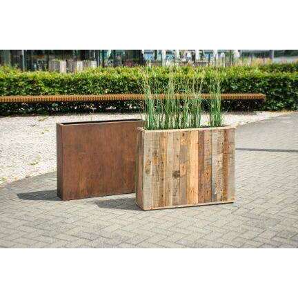 Pot pour fleur bac muret bois - intérieur extérieur - H.95cm Wood