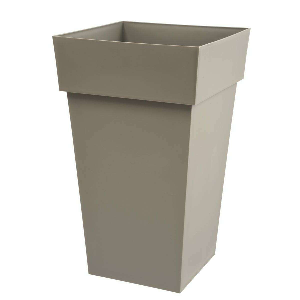EDA Bac à Arbustes Vase Haut PALMEA 65 L - Double Paroi, Réserve D'Eau, Taupe 47 X 47 X 65 Cm