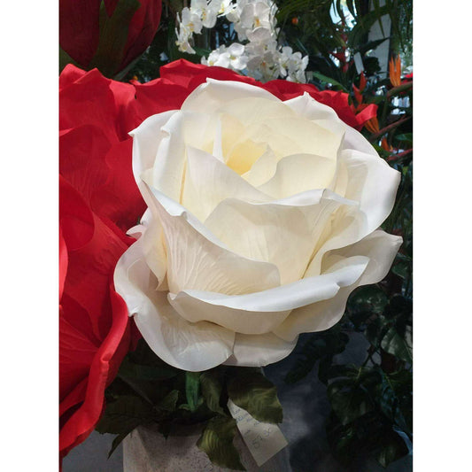 Rose artificielle géante XL - décoration d'intérieur - H.125cm Ø.40cm blanche