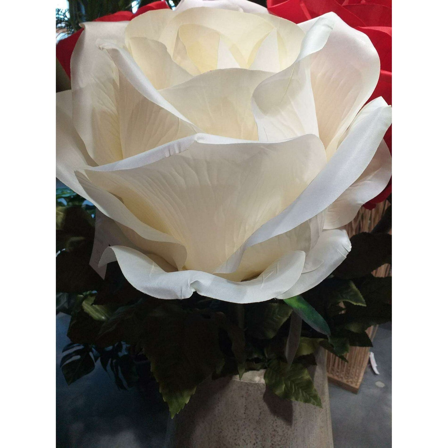 Rose artificielle géante XL - décoration d'intérieur - H.125cm Ø.40cm blanche