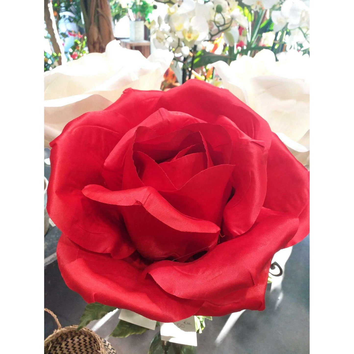 Rose artificielle géante XL - décoration d'intérieur - H.125cm Ø.40cm rouge