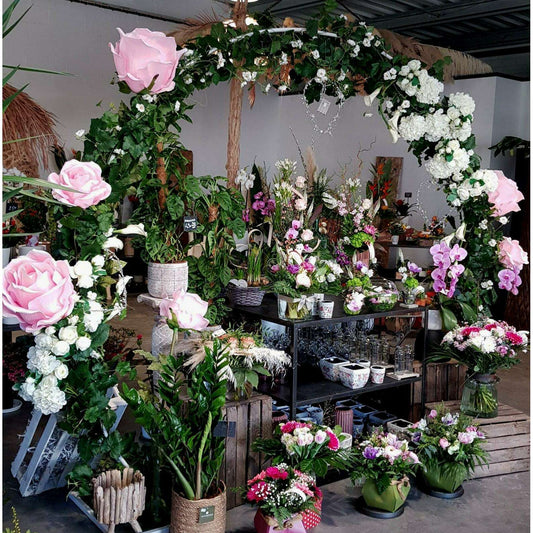 Rose artificielle géante XL - décoration d'intérieur - H98xØ.28cm rose