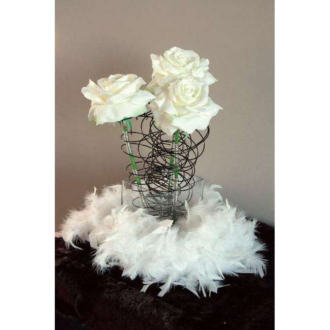 Rose bouton blanc 67cm