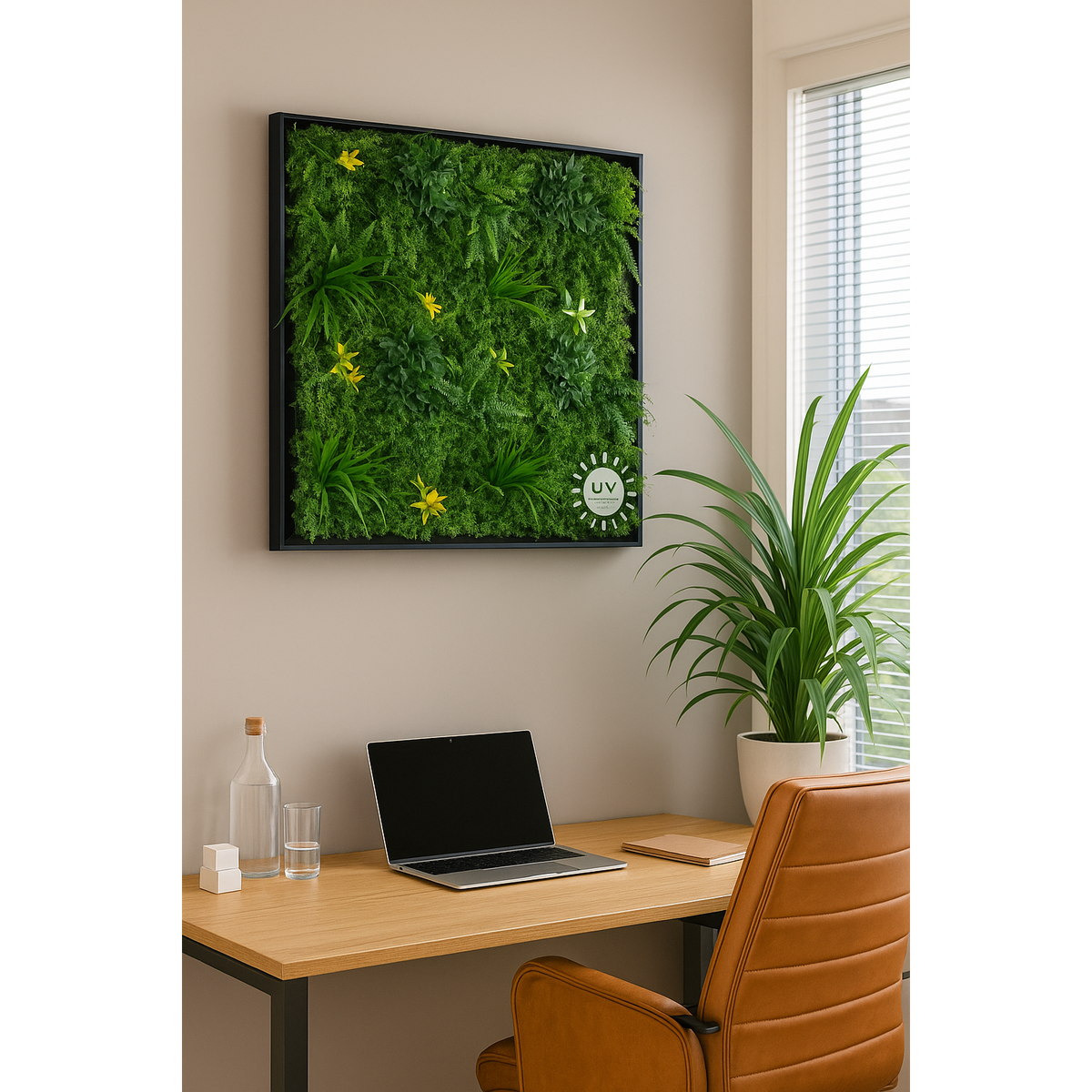 Mur végétal - décoration murale - 100 x 100 cm vert traitement UV ETG MEZZA