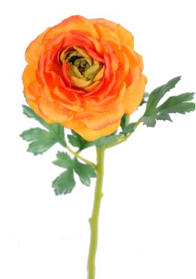 Fleur artificielle Renoncule en tissu - création de bouquet - H.58 cm orange