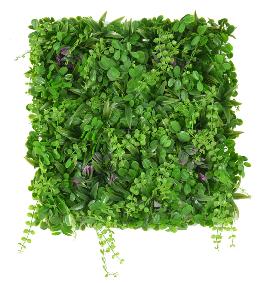 Mur végétal plaque de feuillage artificiel - décoration murale - H. 50 cm vert
