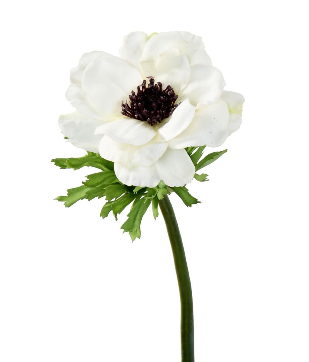 Anémone artificielle fleur coupée - création florale intérieur - H.35 cm  blanc
