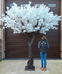 Arbre artificiel fleuri Cerisier du Japon - décoration d'intérieur - H.350cm blanc