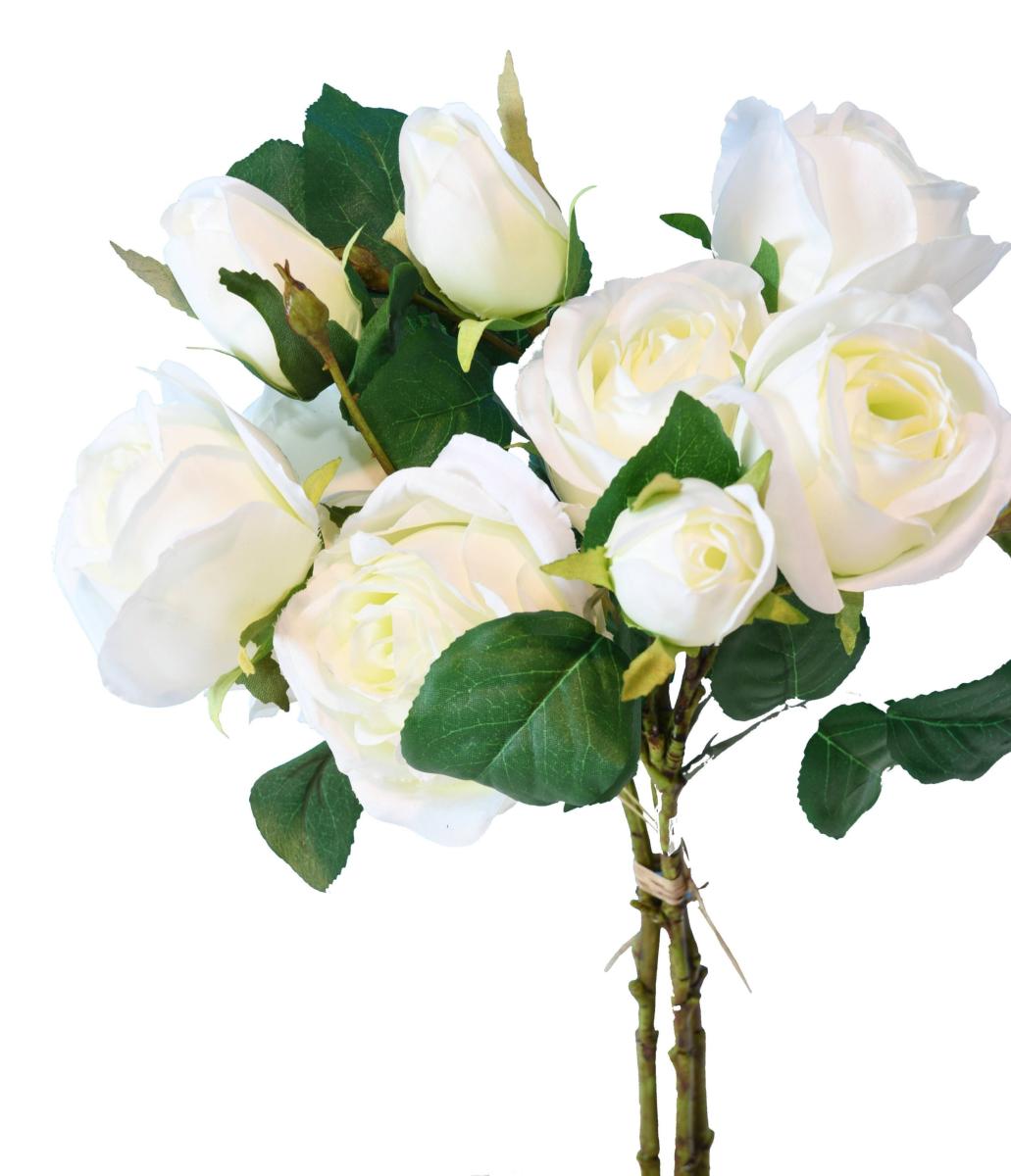 Bouquet artificiel 6 fleurs roses - décoration d'intérieur - H.45 cm blanc