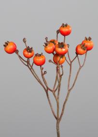 Branche artificielle d'églantier baies oranges - composition florale - H.46cm