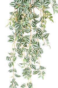 Feuillage artificiel chute de Tradescantia - plante d'intérieur - H.110cm vert blanc