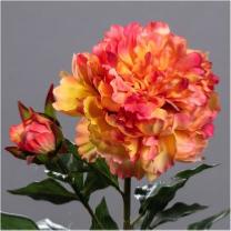 Fleur artificielle Pivoine haut de gamme - composition florale - H.88cm orange fuchsia