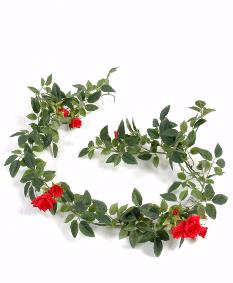 Fleurs artificielles Guirlande de rose rouge - décoration intérieure - L.100cm