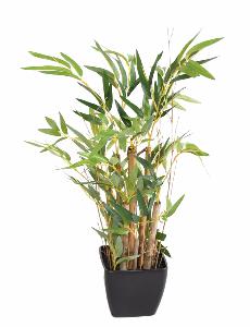 Bonsaï artificiel mini bambou en pot PVC carré - plante artificielle d'intérieur - H.50cm