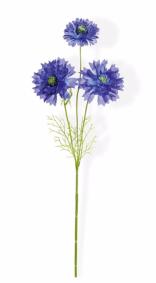 Fleur artificielle bleuet 3 fleurs - composition bouquet - H.58cm bleu