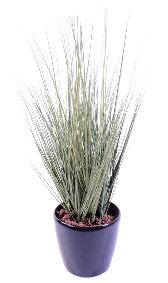 Plante artificielle Herbe luxe Onion Grass en pot - intérieur - H. 75 cm vert gris