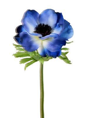 Anémone artificielle fleur coupée - création florale intérieur - H.35cm bleu
