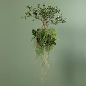 Bonsaï artificiel boule végétalisée à suspendre - décoration d'intérieur - H.70cm