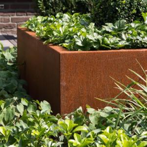 Pot pour fleur bac carré sans fond aspect rouillé - jardin terrasse - L.120xH.40cm Acier Corten