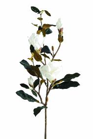Fleur artificielle Magnolia 2 fleurs 2 boutons - création florale intérieur - H.100cm blanc