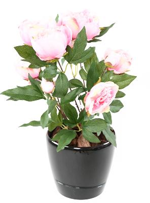 Fleur artificielle Pivoine 6 Fleurs- plante fleurie en piquet - H.60 cm rose