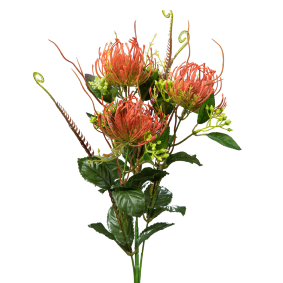 Fleur artificielle tige de Protea - création florale intérieur - H.82cm vert brique
