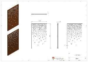 Panneau Acier Corten décors Abstrait 4 - jardin terrasse - H.180x110cm rouille