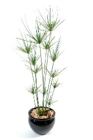 Plante artificielle Papyrus ornemental en pot - décoration d'intérieur - H. 140cm vert