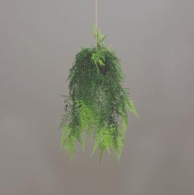 Composition artificielle boule de fougère à suspendre - Feuillage intérieur - H.52cm vert