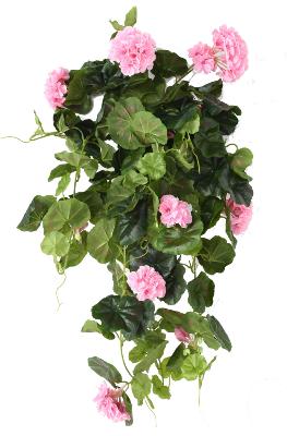 Plante fleurie artificielle Chute de Géranium - décoration d'intérieur - H.60 cm rose