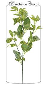Feuillage artificielle Croton en branche -décoration intérieure - H.75 cm vert