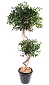 Arbre artificiel Ficus spirale 2 boules - plante intérieure - H.180cm vert