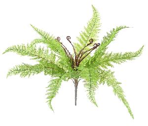 Plante artificielle Fougère Boston en piquet 12 feuilles - plante d'intérieur - H.59cm vert