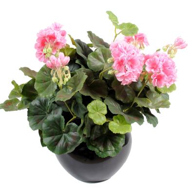 Plante fleurie artificielle - Géranium en piquet - H.35 cm rose