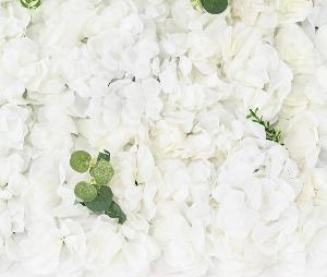 Plaque murale de fleurs artificielles hortensias - décoration d'intérieur - L.60x40cm blanc
