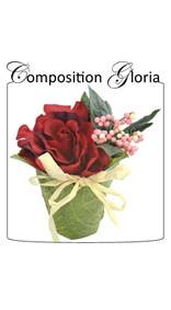 Composition florale artificielle Gloria 18cm bordeaux Santex
