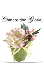 Composition florale artificielle Gloria 18cm ivoire Santex